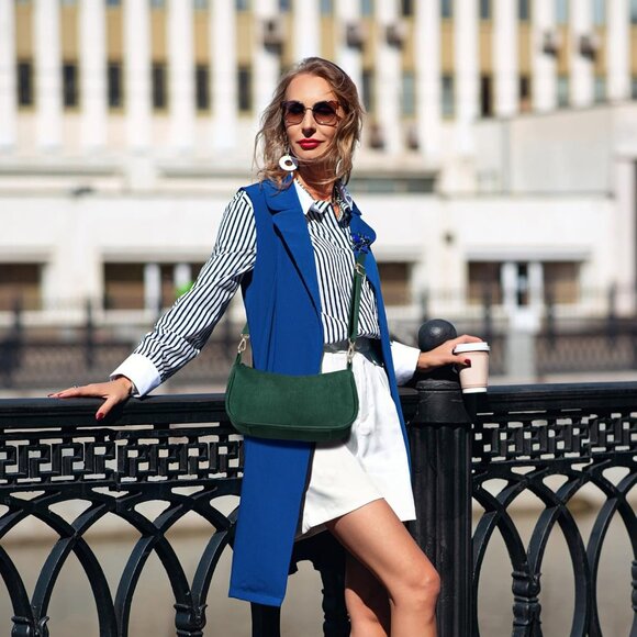 Women's Green Tote Handbag Clutch Purse Crescent Underarm Bag Cross Body Bags - Picture 6 of 7